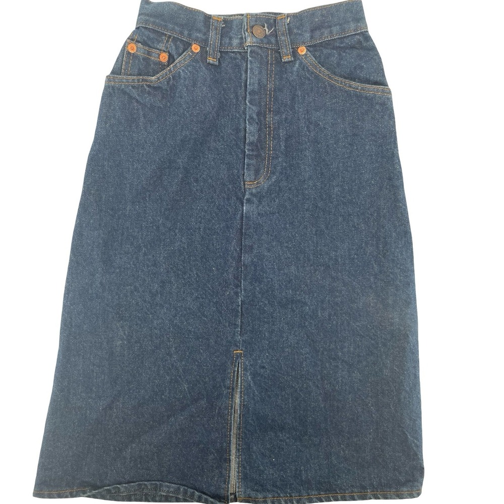 Levi's Women's Skirt Midi Dark Wash Denim Vintage 1980s Size 3